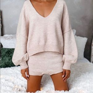 Homespun Cotton Blend Relaxed Sweater & Shorts set